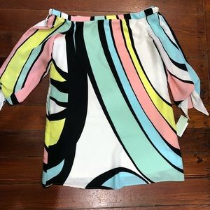 Colorful Nicole Miller off-the-shoulder dress